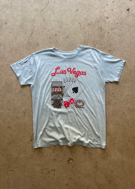 1990S "LAS VEGAS CASINO" BABY BLUE TEE - L