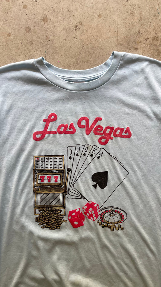 1990S "LAS VEGAS CASINO" BABY BLUE TEE - L