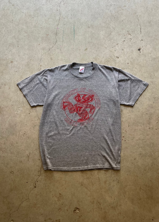 1990S "UNIVERSITY OF WISCONSIN" GREY TEE - XL
