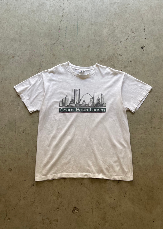 1990S " CHAPS RALPH LAUREN" WHITE TEE - L