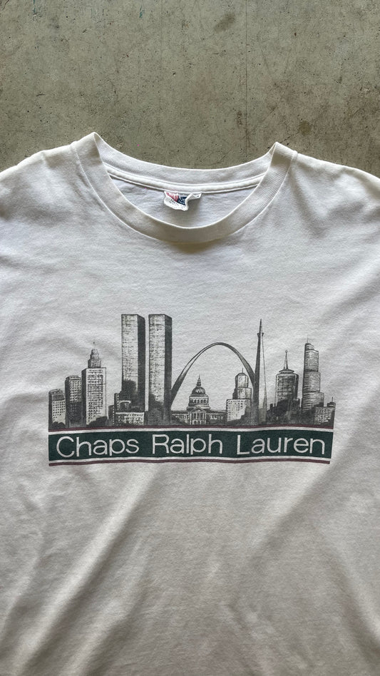 1990S " CHAPS RALPH LAUREN" WHITE TEE - L