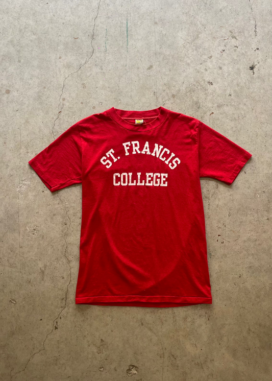 1990S "ST FRANCIS" COLLEGE RED TEE - M