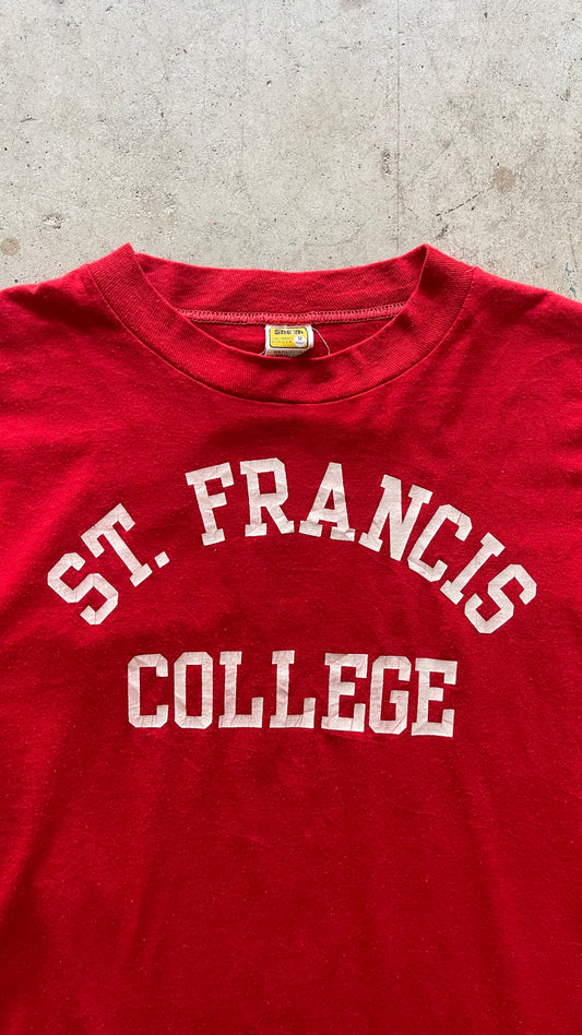 1990S "ST FRANCIS" COLLEGE RED TEE - M