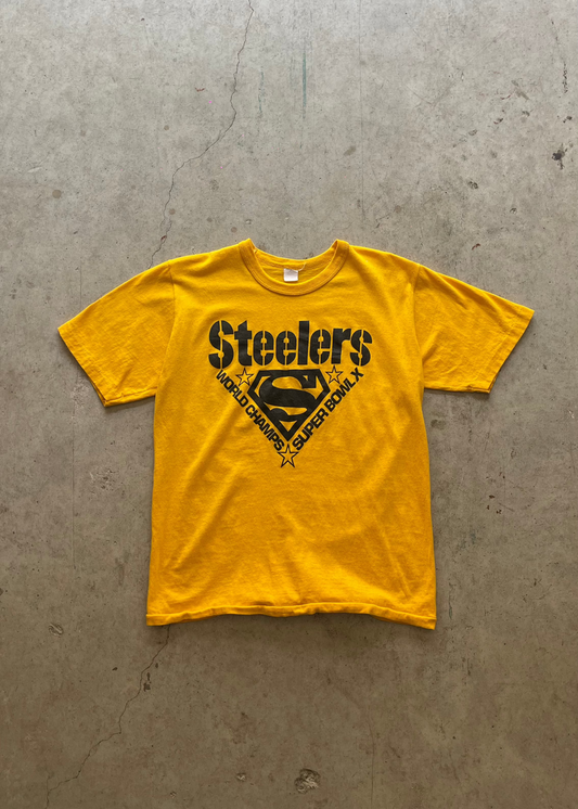 1980S PITTSBURGH STEELERS YELLOW RINGER TEE - L