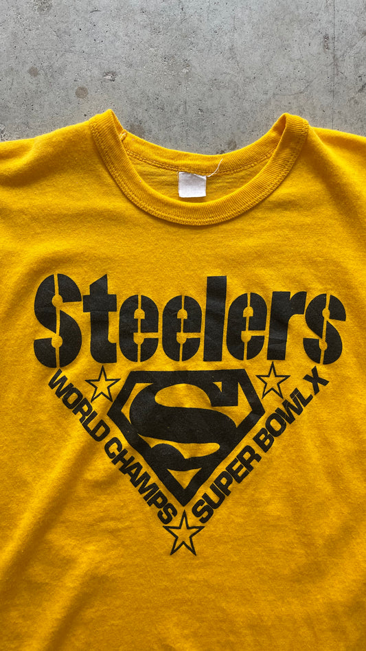 1980S PITTSBURGH STEELERS YELLOW RINGER TEE - L