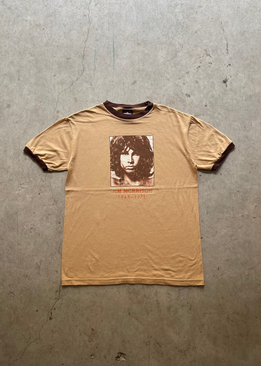 1990S JIM MORRISON TAN RINGER TEE - M