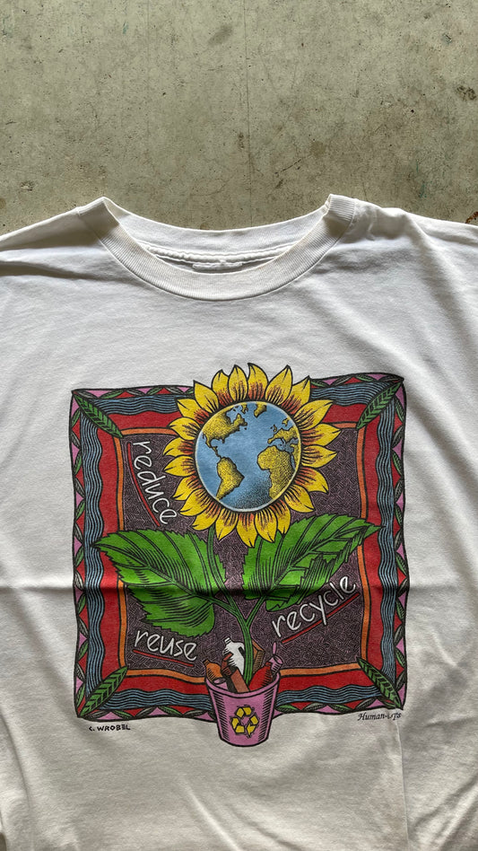 1990S FLOWER REWORK CROPPED TEE - L