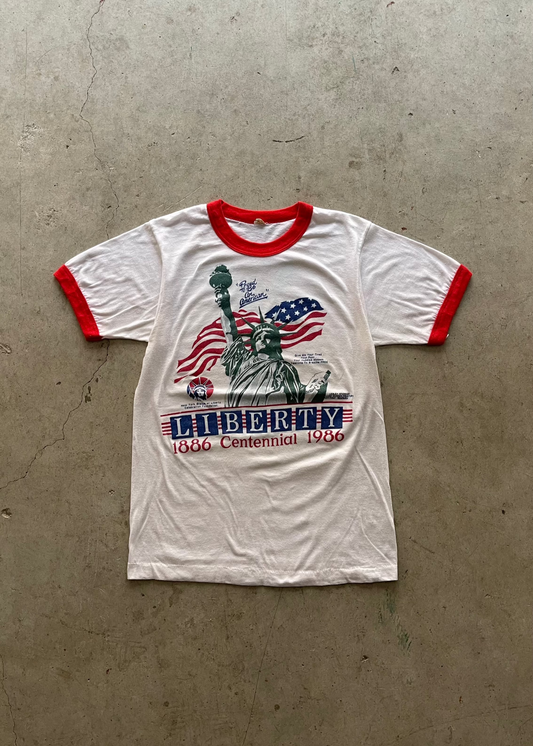 1990S STATUE OF LIBERTY RINGER TEE - S
