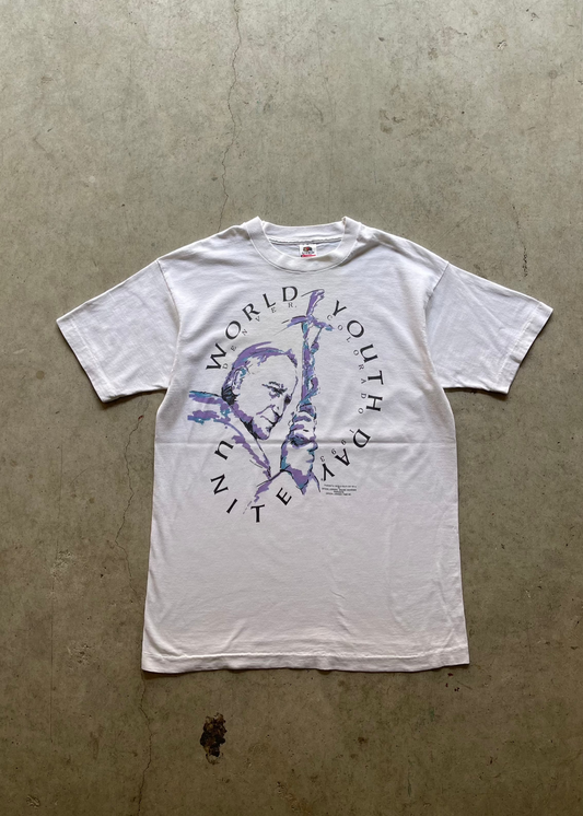 1990S "WORLD YOUTH DAY" WHITE TEE - L