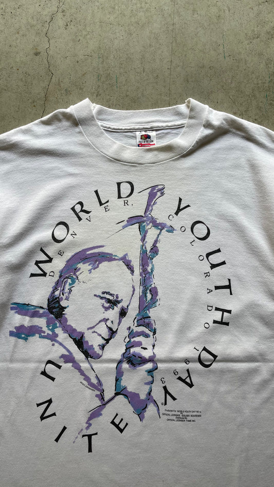 1990S "WORLD YOUTH DAY" WHITE TEE - L