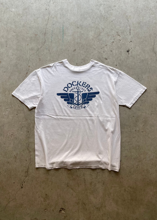 1990S DOCKERS WHITE TEE - XL