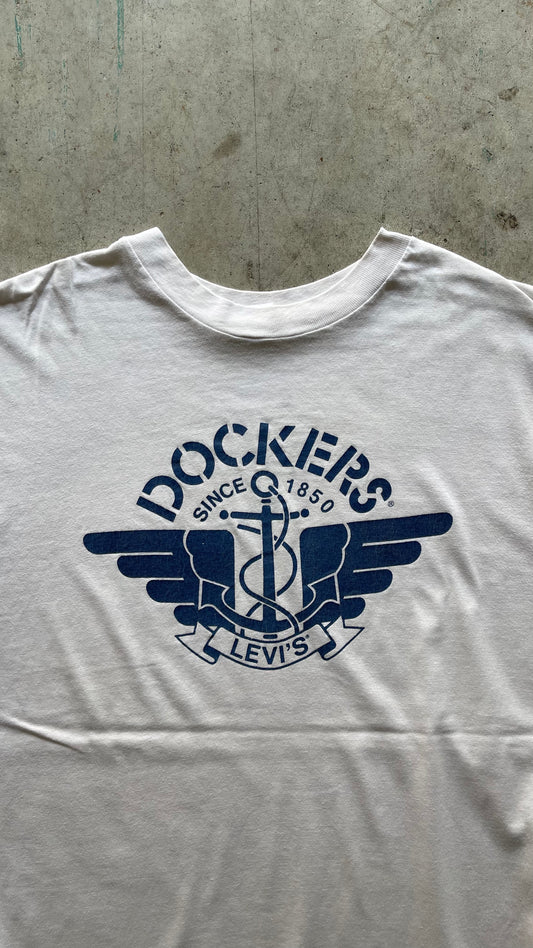 1990S DOCKERS WHITE TEE - XL