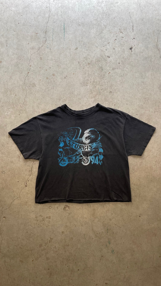 1990S FAED STURGIS CROPPED BLACK TEE - XL