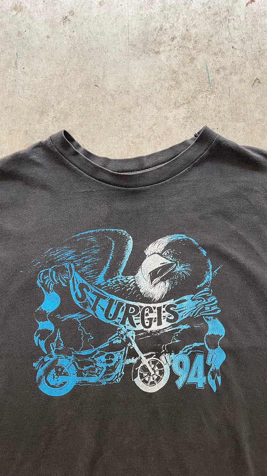 1990S FAED STURGIS CROPPED BLACK TEE - XL