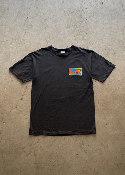 1990S FADED "LA GEAR" BLACK TEE - L