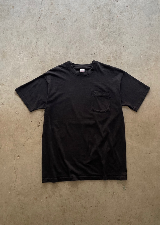 1990S FADED POCKET BLACK TEE - L