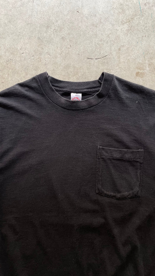1990S FADED POCKET BLACK TEE - L