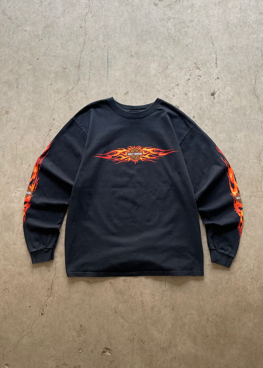 2000S HARLEY DAVIDSON LONG SLEEVE BLACK TEE - L