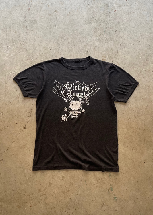 1990S "WICKED ANGEL" RINGER BLACK TEE - M