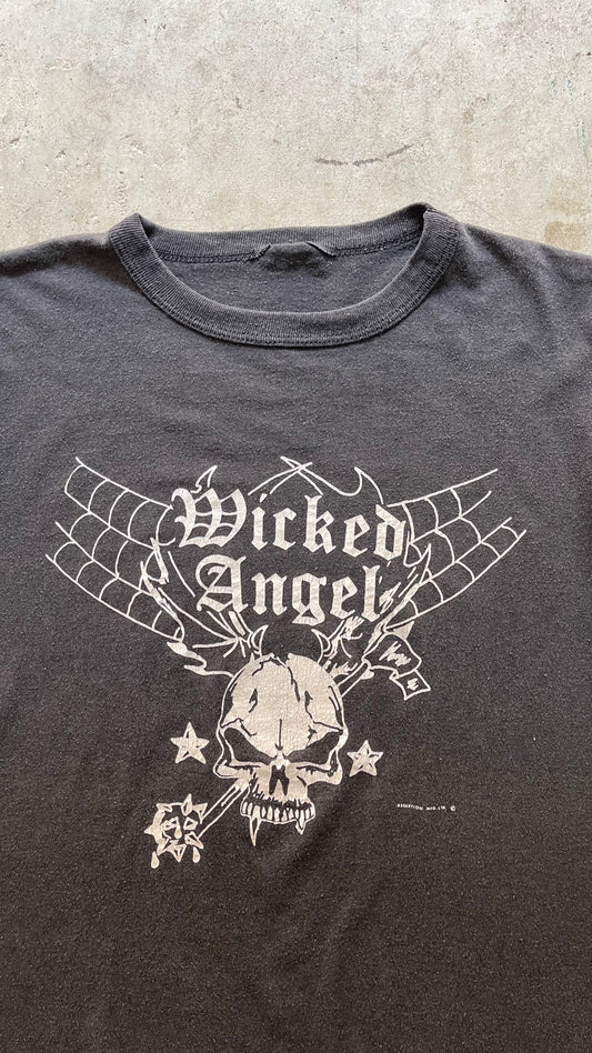 1990S "WICKED ANGEL" RINGER BLACK TEE - M