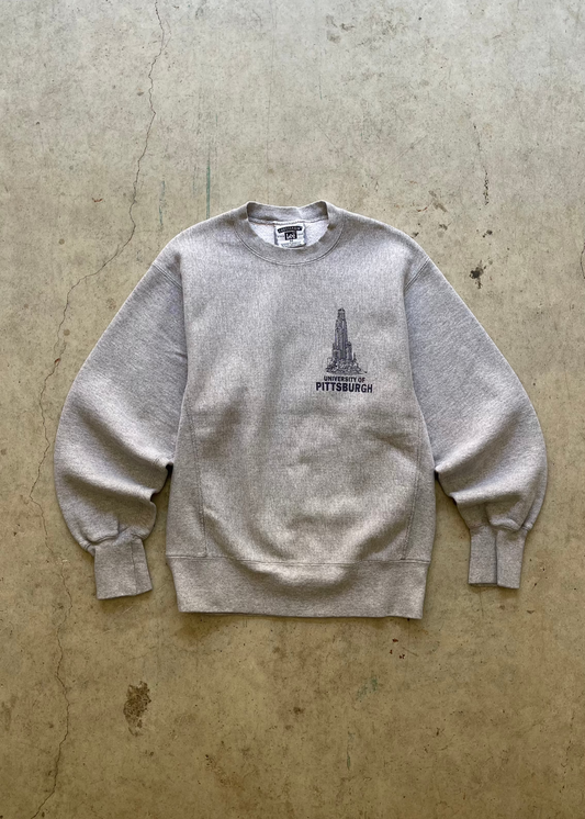 1990S UNIVERSITY OF PITTSBURGH GREY SWEATSHIRT - M