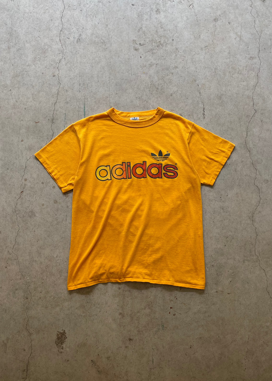 1990S ADIDAS YELLOW TEE - L