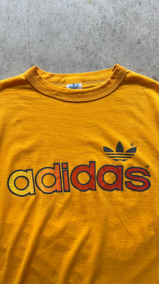 1990S ADIDAS YELLOW TEE - L