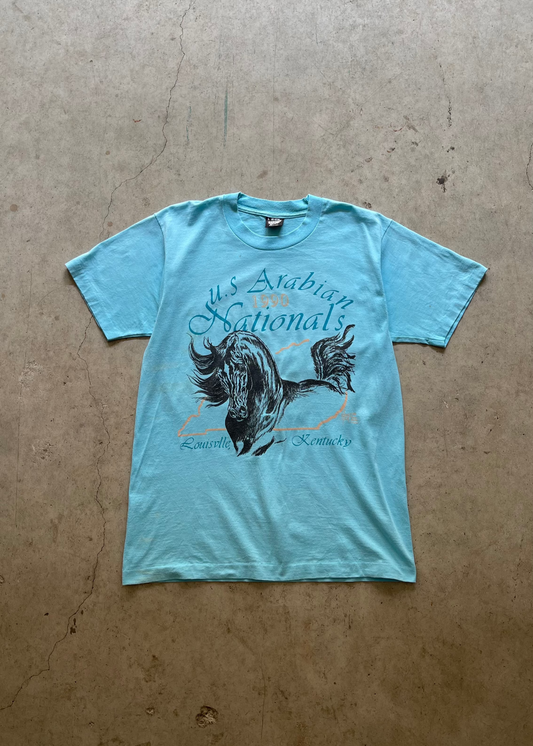 1990S "U.S ARABIAN NATIONALS" BABY BLUE TEE - L