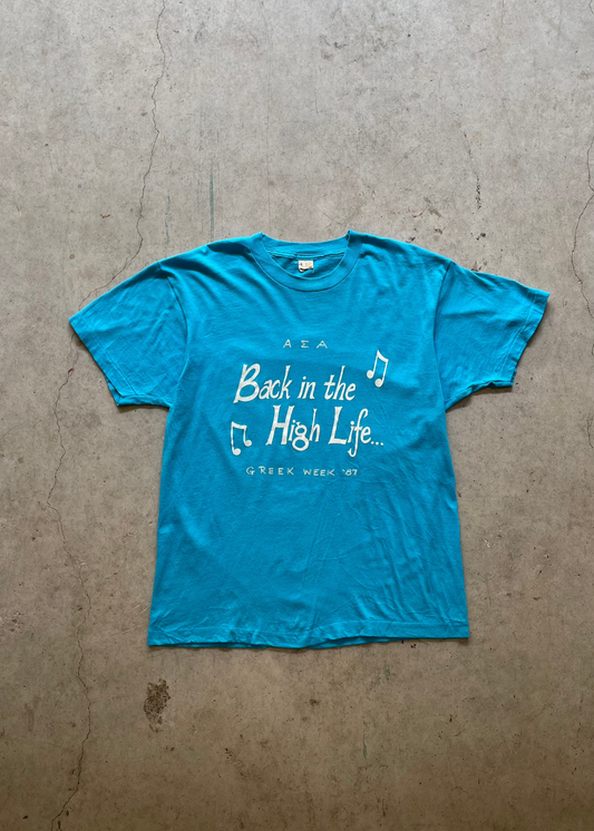 1980S "GREEK WEEK MUSIC FESTIVAL" BABY BLUE TEE - L