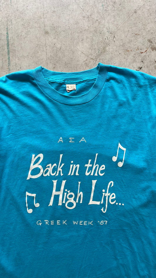 1980S "GREEK WEEK MUSIC FESTIVAL" BABY BLUE TEE - L