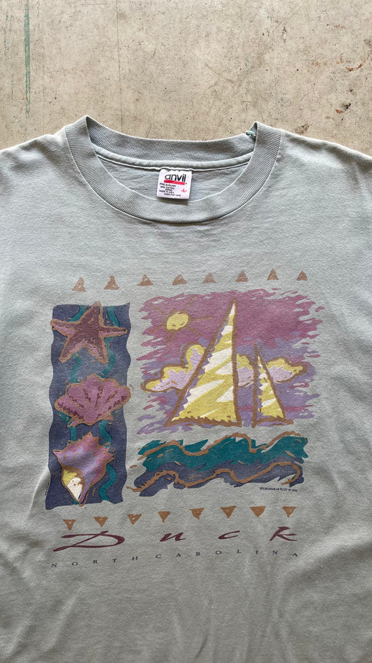 1990S NORTH CAROLINA BEACH LIGHT BLUE TEE - L