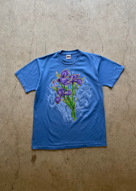 1990S FLOWERS BABY BLUE TEE - L