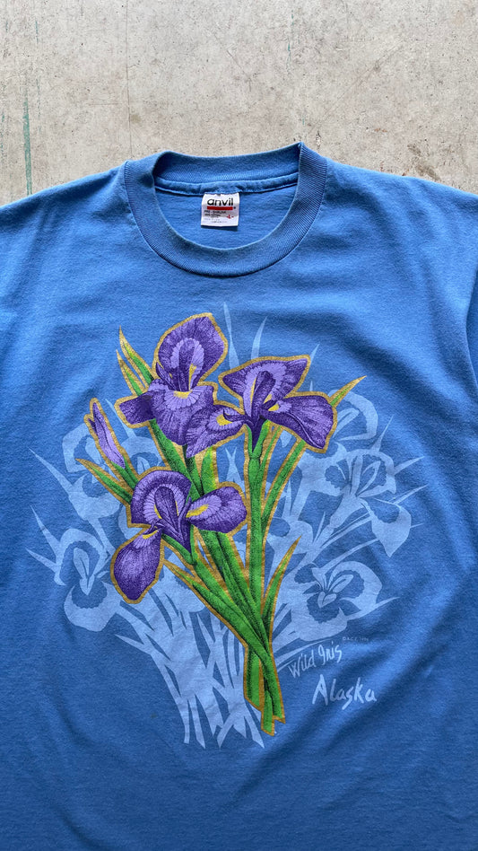 1990S FLOWERS BABY BLUE TEE - L