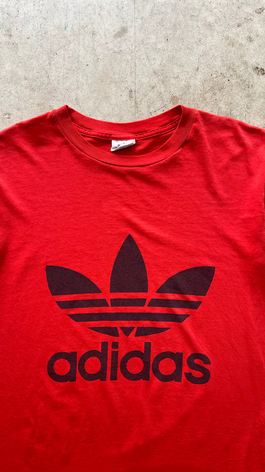 1980S ADIDAS RED TEE - M