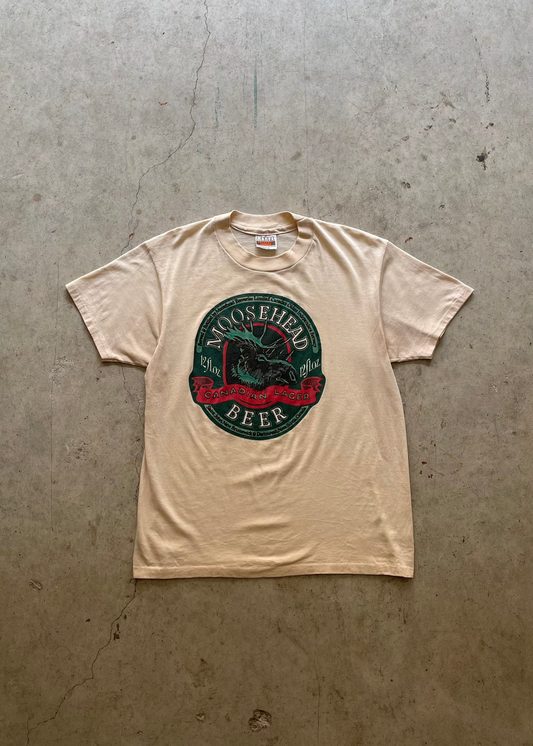 1980S "MOOSEHEAD BEER" CREAM TEE - L