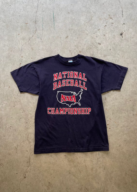 1990S CHAMPION "NATIONAL BASEBALL CHAMPIONSHOP" NAVY TEE -L