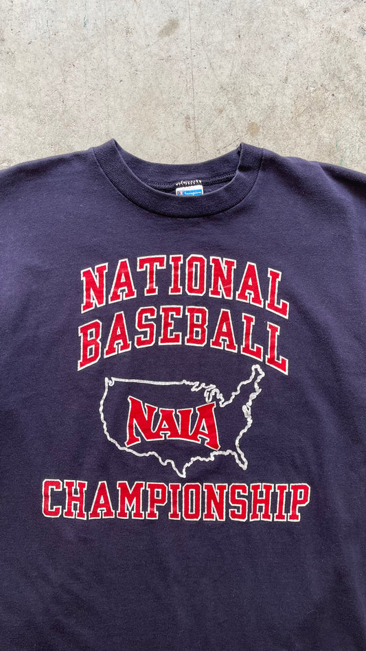 1990S CHAMPION "NATIONAL BASEBALL CHAMPIONSHOP" NAVY TEE -L