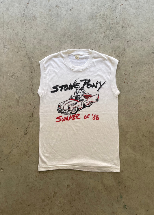 1990S "STONE PONEY" WHITE TANK TEE - M