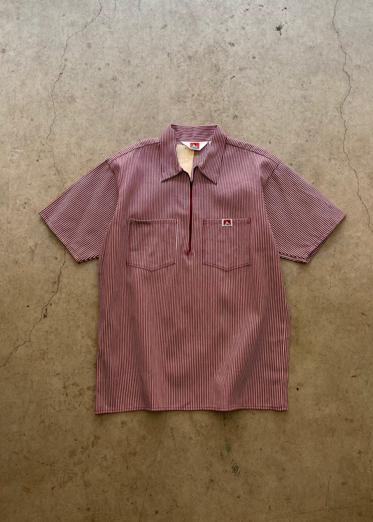 1990S BEN DAVIS STRIPPED RED SHIRT - L
