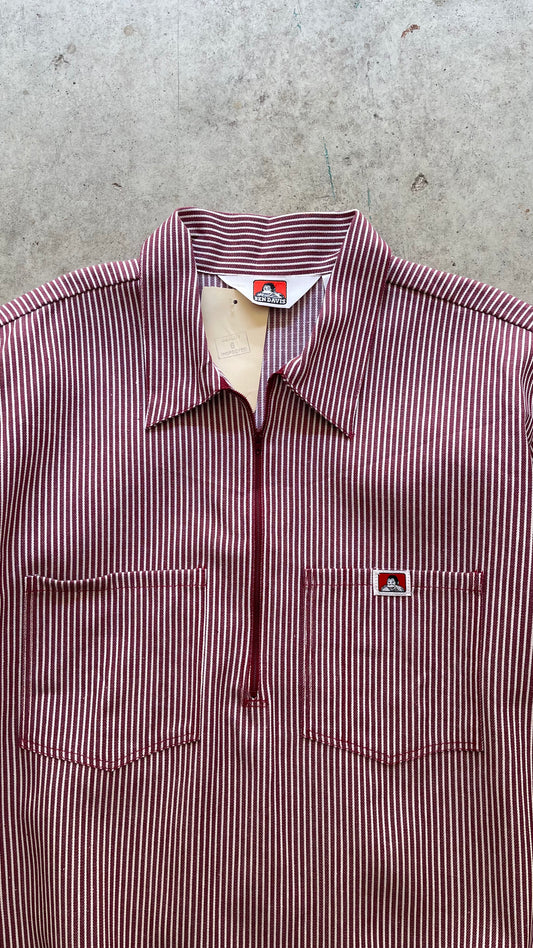1990S BEN DAVIS STRIPPED RED SHIRT - L