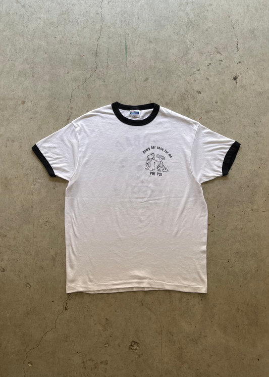 1990S WHITE RINGER TEE - XL