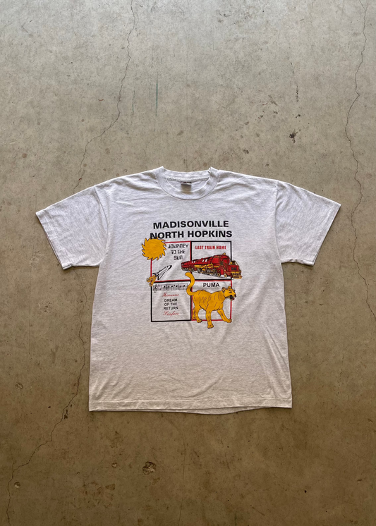 1990S "MADISSON NORTH HOPKIN" GREY TEE - L
