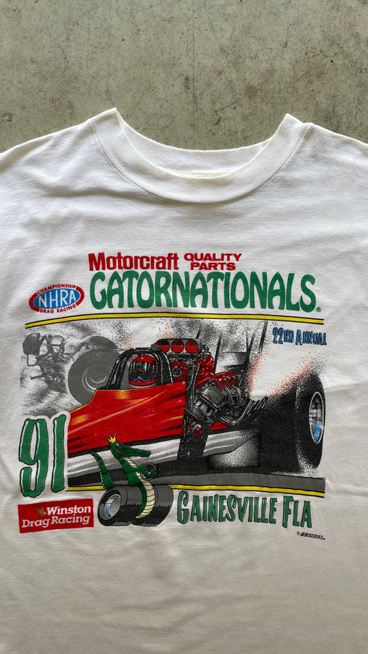 1990S "WINSTON DRAG RACING" WHITE TEE - L