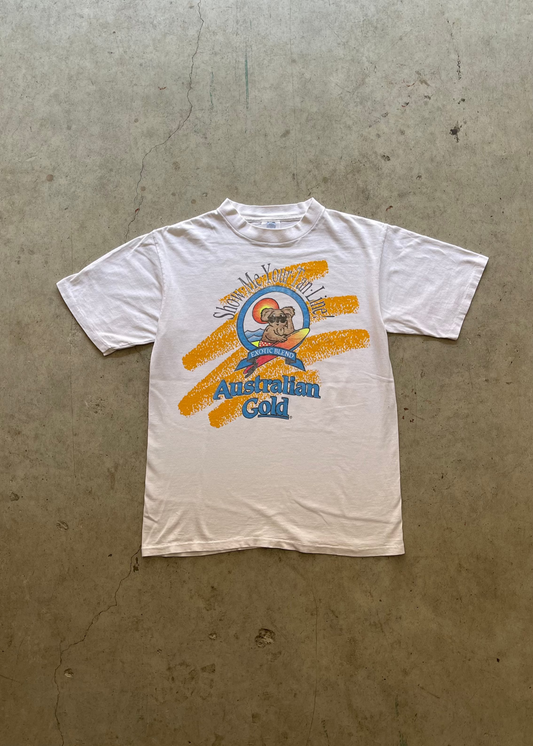 1990S AUSTRALIAN GOLD WHITE TEE - L