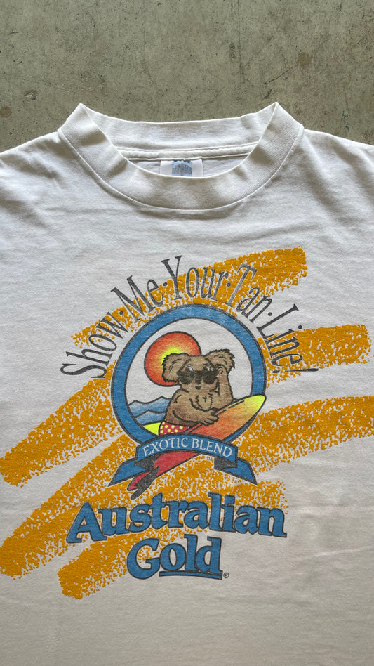 1990S AUSTRALIAN GOLD WHITE TEE - L
