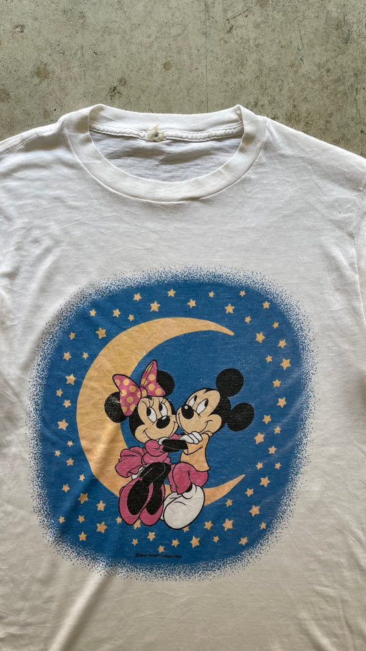 1980S MICKEY & MINNIE MOUSE WHITE TEE - M