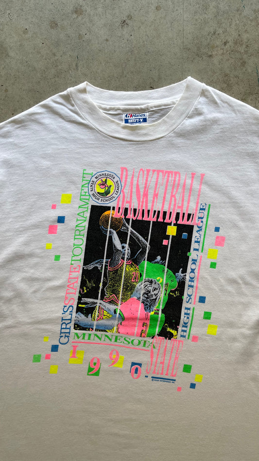 1990S" MINESOTA BASKETBALL STATE" WHITE TEE - XXL