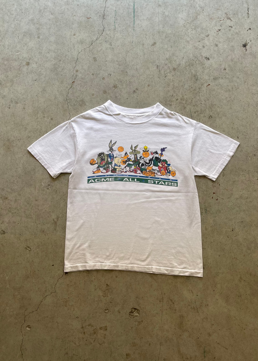 1990S "LOONEY TUNES BASKETBALL" WHITE TEE - M