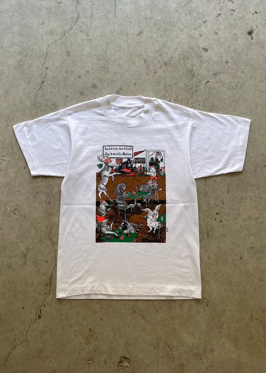 1990S "DEER" ANIMAL WHITE TEE - M