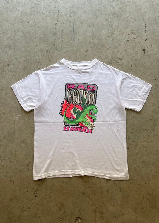 1980S "GECKO HAWAII" SKATER WHITE TEE - XL